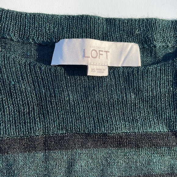 Ann Taylor Loft Green Striped Sweater - Picture 4 of 6